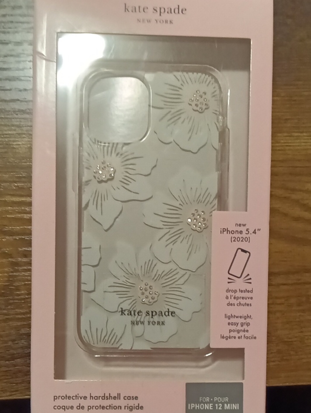 Kate Spade Clear Floral iPhone 12 Mini Case with White Flower Accents. I